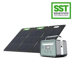 Solid-State Solar Battery Generator 660W (602Wh) Push-Button Start with 100W Portable Solar Panel, for Home, Camping