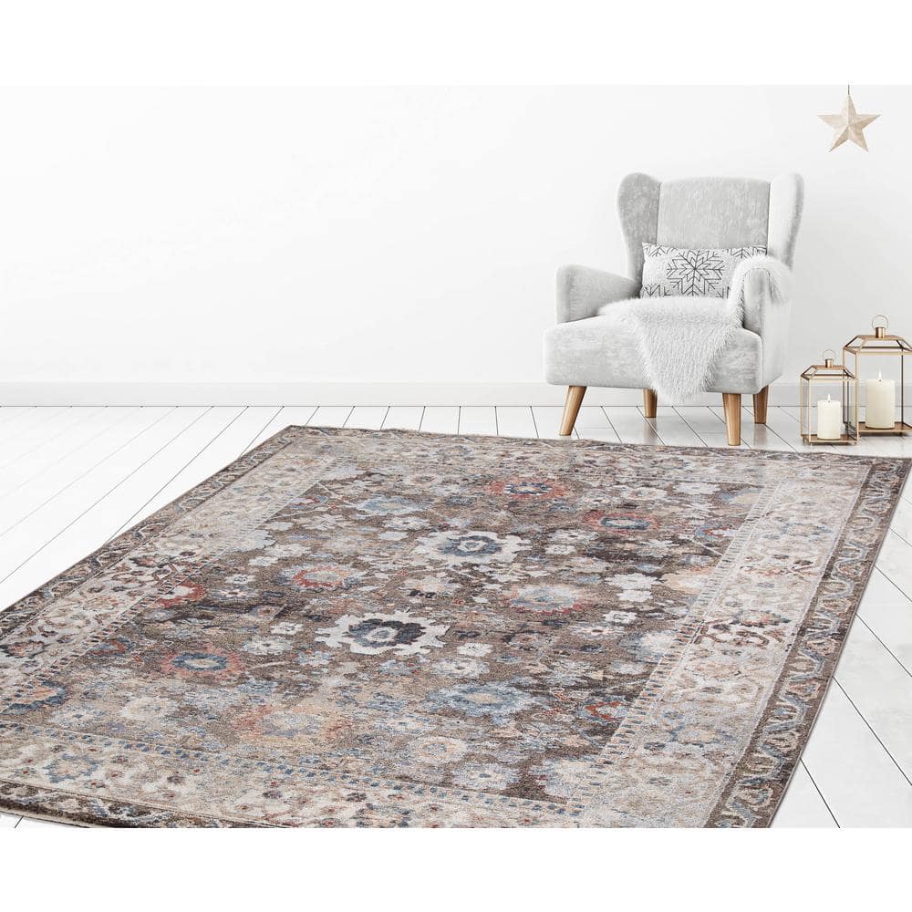 Elegant Pandora Handmade Synthetic Area Rug, 55"x39", Brown