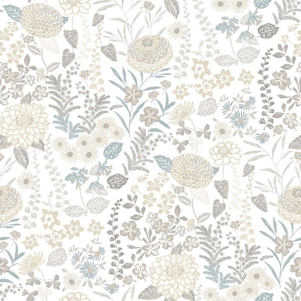 Waverly Fiona Beige Floral Matte Finish Peel and Stick Vinyl Wallpaper