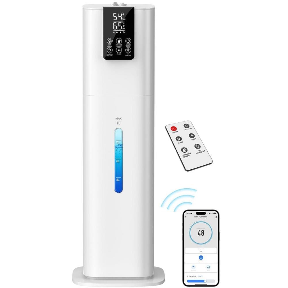 2.11 Gal. Top Fill Cool Mist Smart Humidifiers with Smart App and Remote Control, 3 Speed for Large Rooms in White price history on PriceWatchPro