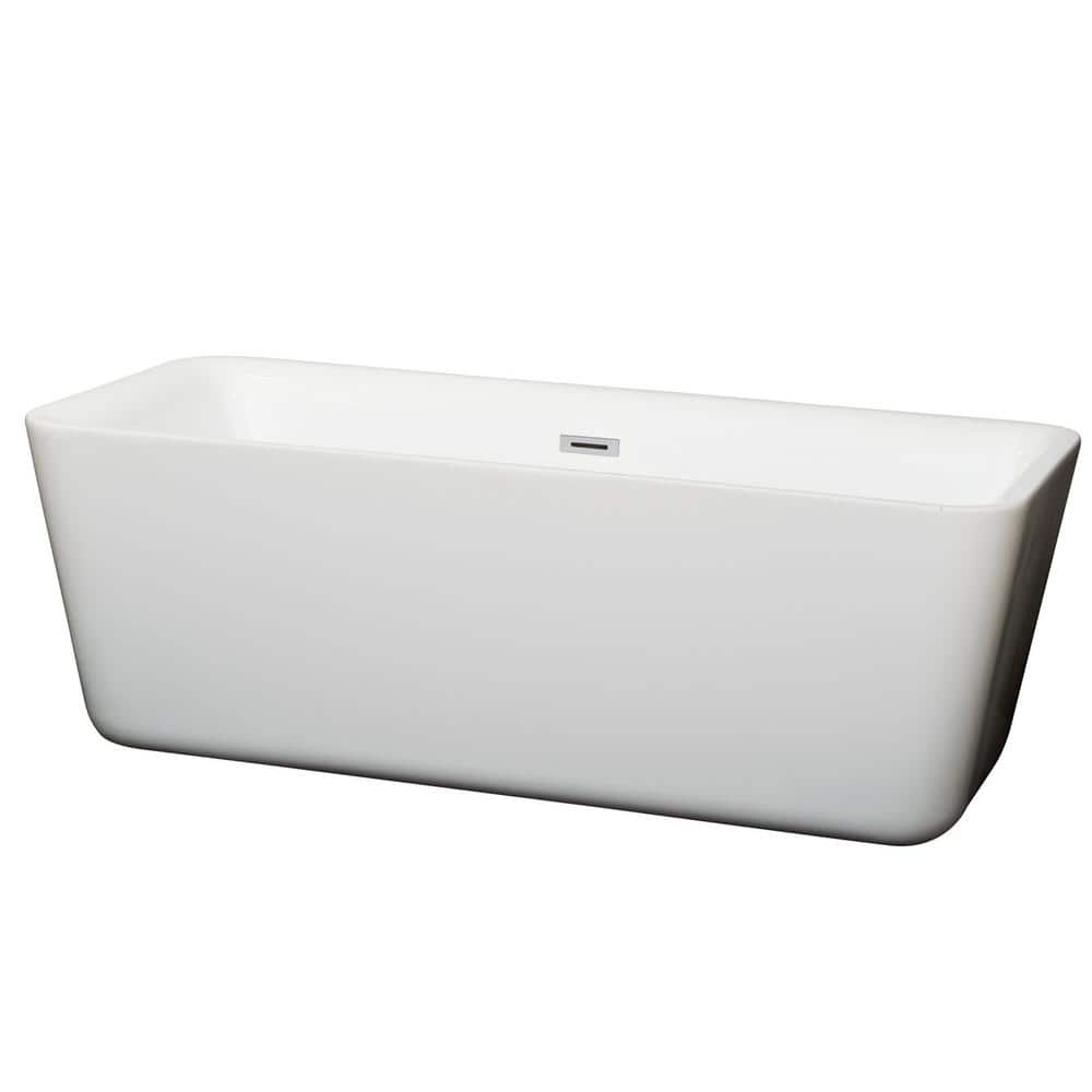 Emily 69'' White Freestanding Acrylic Bathtub with Chrome Trim