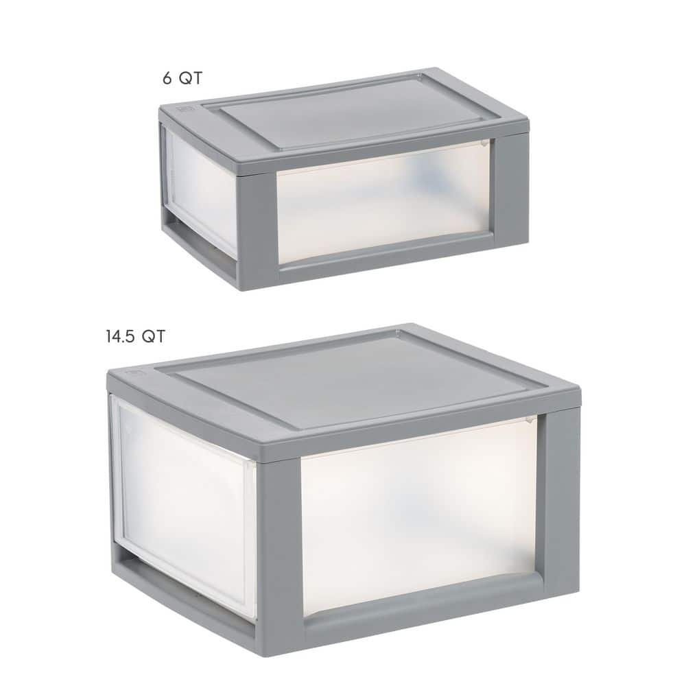 Sleek Gray Plastic Stackable Organizer Drawer for Versatile Storage