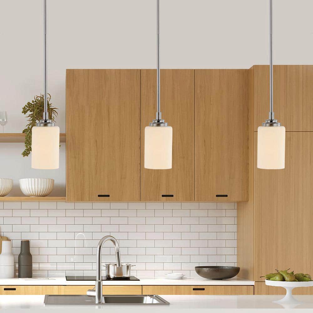 Brushed Nickel Mini Pendant with Frosted Glass Shade