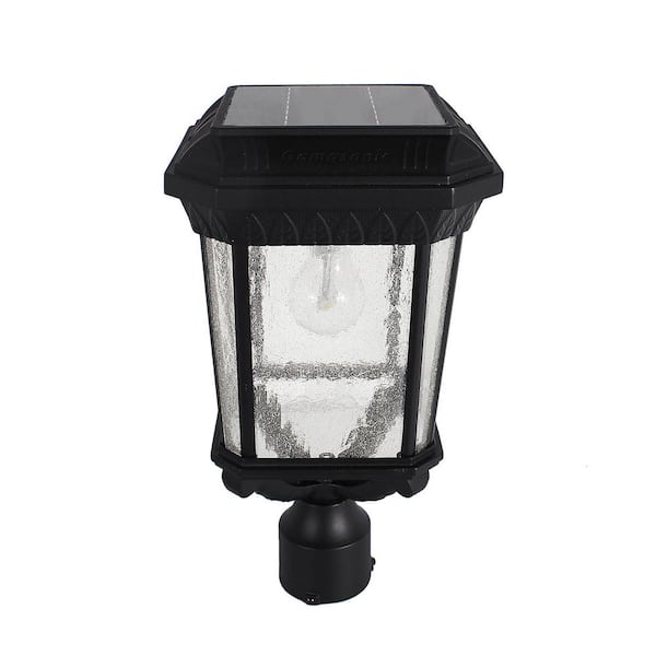 Gama Sonic Colonial Outdoor Black Integrated Led Post Light With 3 In Fitter And Gs Solar Bulb 18f Gs Solar Led Light Bulb, Colonial Lamp Post Fixtures