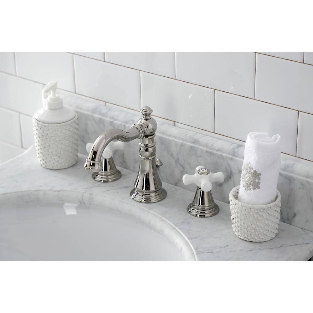 Polished Nickel Victorian Widespread Bathroom Faucet with Pop-Up Drain