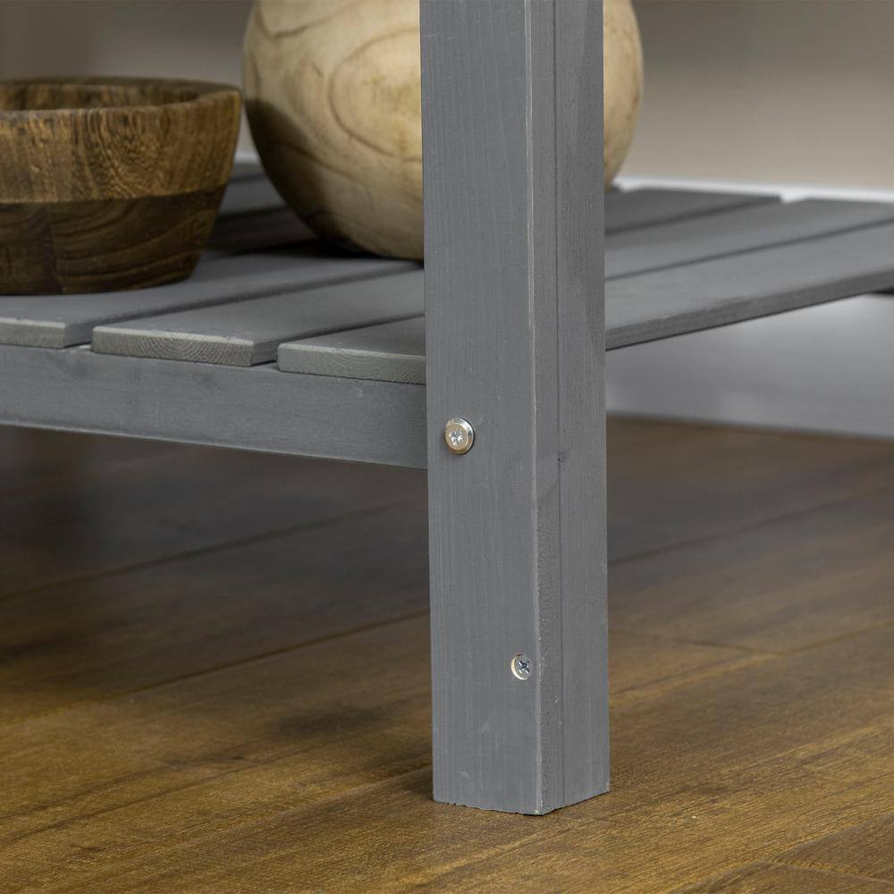 Dark Gray Wooden Tortoise Habitat with Shelf Storage