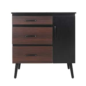 30 in. W x 18.9 in. D x 32 in. H Single Sink Freestanding Bath Vanity with Top in Black and Brown