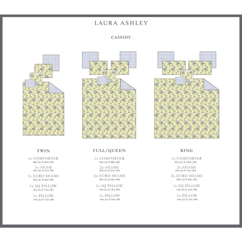 Cassidy Yellow and Blue Floral Cotton Queen Comforter Set