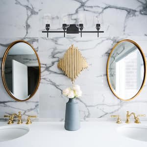 4-Light Matt Black Vanity Light Bathroom with Clear Glass Shades