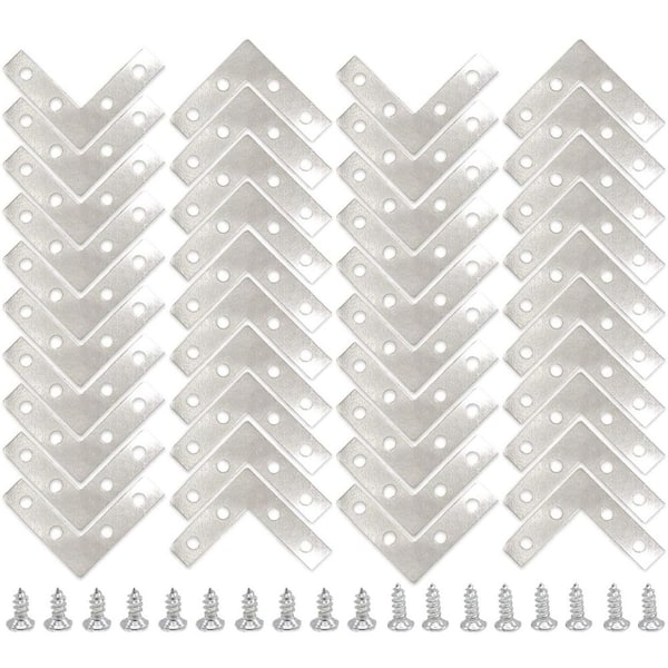 1. 5x1. 5 Inch Small Decorative Iron L Corner Brackets for Wood and Metal Flat Braces 40 Pack