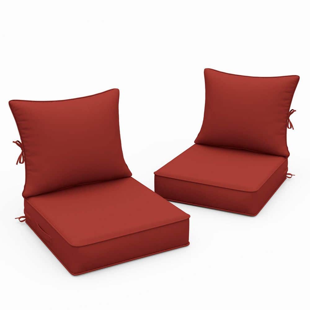 19 in. x 19 in. x 4 in. (2-Pack) Water-Resistant Outdoor Patio Furniture Replacement Deep Seat Cushions, Terra Red price history on PriceWatchPro