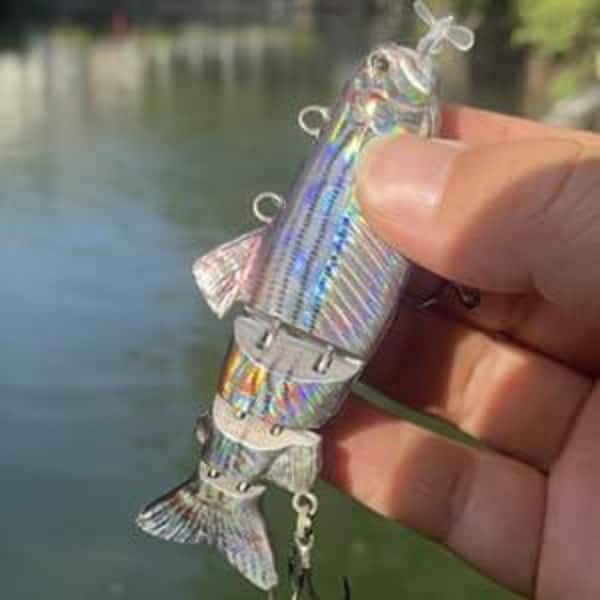 Justincity 3.5 in. Robotic Swimming Fishing Bait Electric Lures with LED Light Wobbler 4-Segement Multi Jointed Swimbait Set