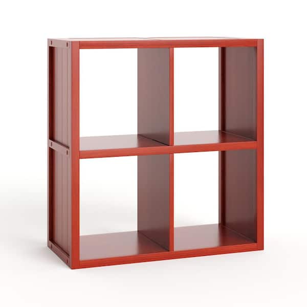 27.25 in. H x 25.5 in. W x 11.75 in. D Red Mahogany Solid Wood 4-Cube Storage Organizer