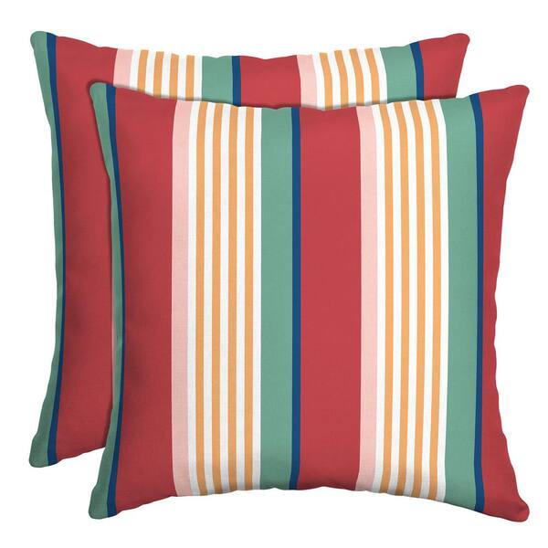 ARDEN SELECTIONS 16 in. x 16 in. Keeley Stripe Outdoor Throw Pillow (2-Pack)