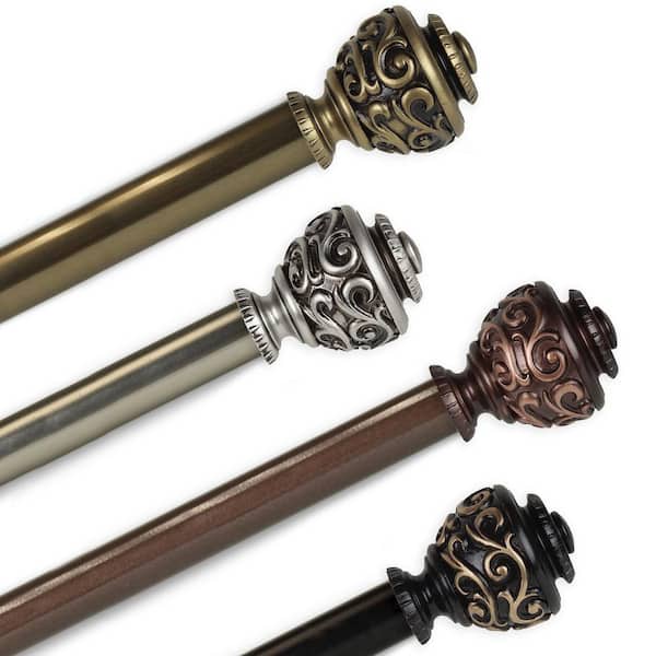 EMOH 120 in. to 170 in Adjustable 13/16 Dia Single Curtain Rod in Cocoa with Diana Finials