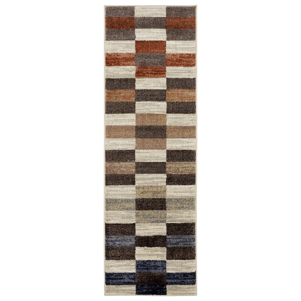 Gia 2 ft. x 7 ft. Black/Brown Geometric Area Rug