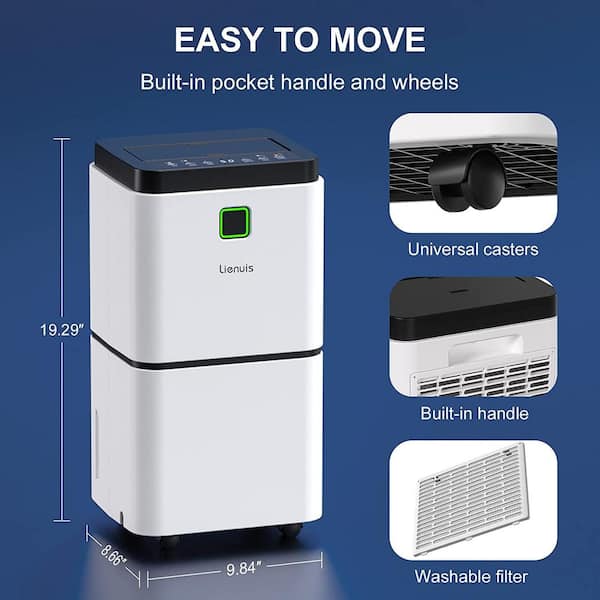 45 Pt. 3500 sq.ft. Bucketless Home Dehumidifier in White