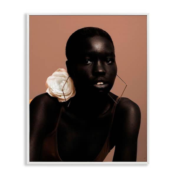 Stupell Industries Beautiful Woman and Rose by Oladimeji Odunsi White Framed People Giclee Art Print 30 in. x 24 in.