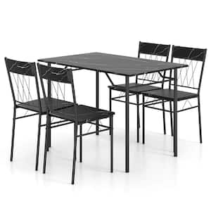 5-Piece Black MDF Top Dining Room Set Seats 4