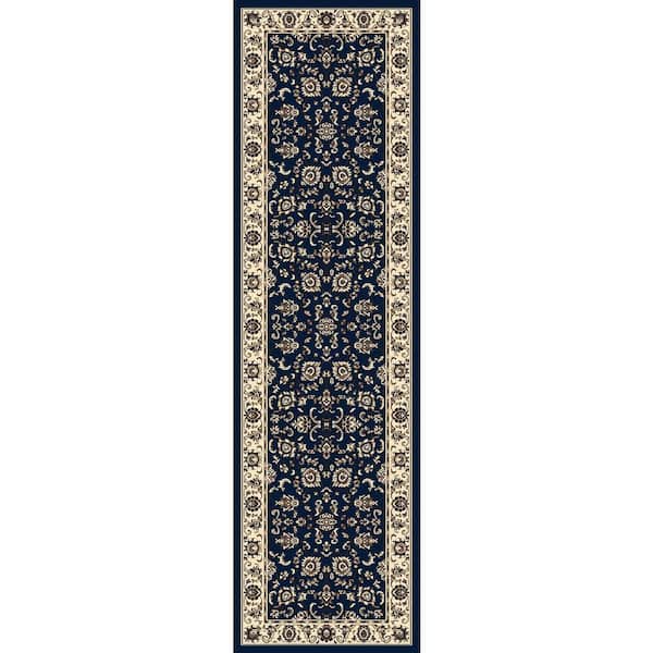 Alba Denim 2 ft. x 7 ft. Traditional Oriental Floral Area Rug