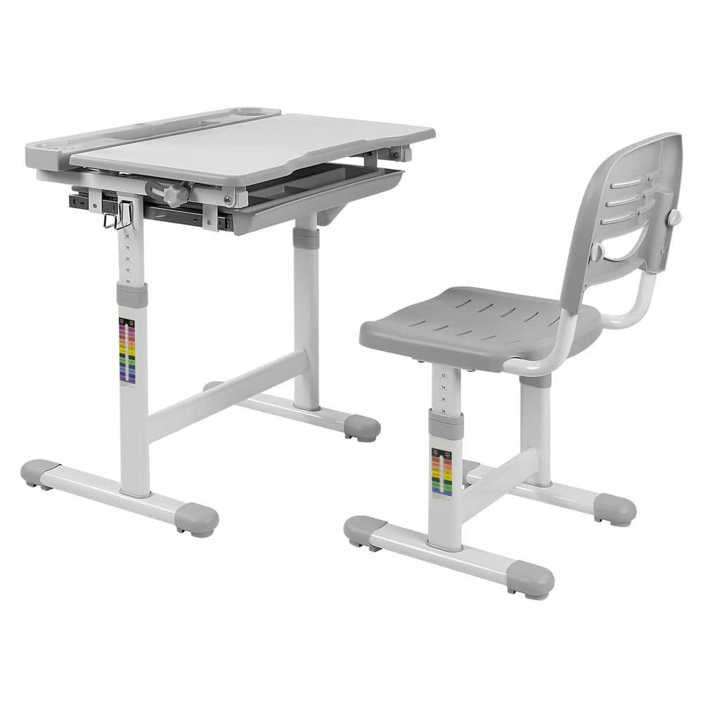 mountit! Grey Kid's Desk and Chair Set for Ages 310 MI10201 The Home Depot