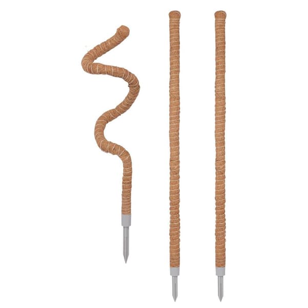 Unbranded 50 in. H Brown Tall Aluminum Monstera Plant Support, Coco Coir Plant Pole Moss Plant Stick Support Stake Kit, (3-Pack)