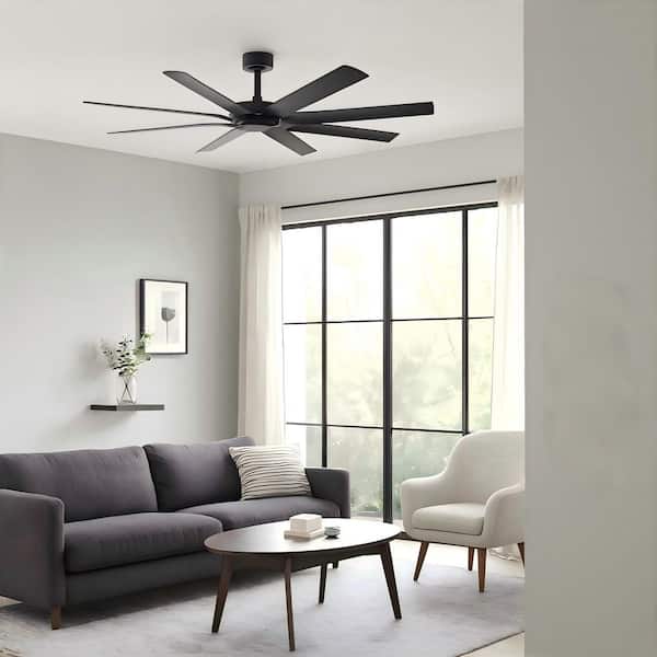 72 in. Black Large Downrod Mount HVLS Industrial Ceiling Fan with