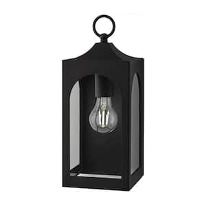 Tremont 10.3 in. 1-Light Black Outdoor Wall Light Fixture with Clear Glass