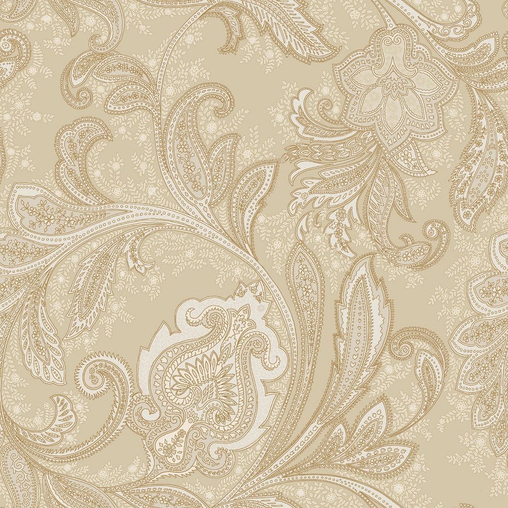 Elegance Collection Beige Paisley Design Pearlescent Finish Non-Pasted Non-