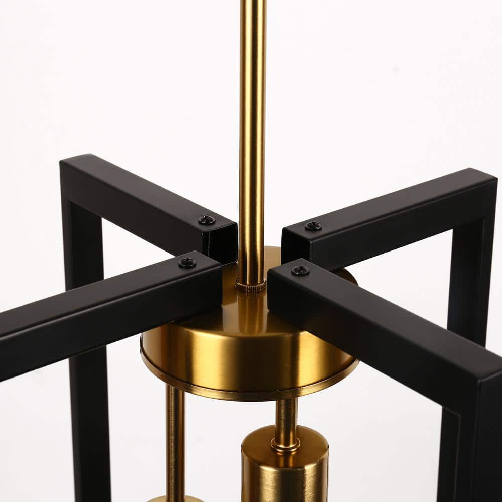 Modern Black and Gold Rectangle Metal Pendant Light