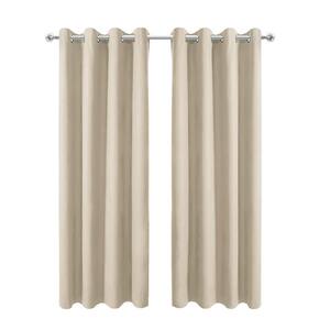 34 in. W x 84 in. L Blackout Curtains with Grommet Top Room Darkening Noise Reducing, Beige（2 Panel）