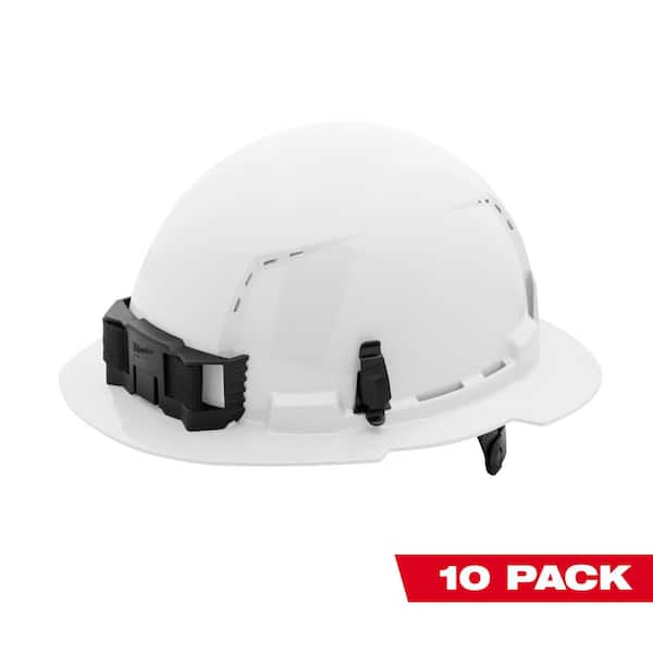 Milwaukee Bolt White Type 1 Class C Full Brim Vented Hard Hat with 6-Point Ratcheting Suspension (10-Pack)