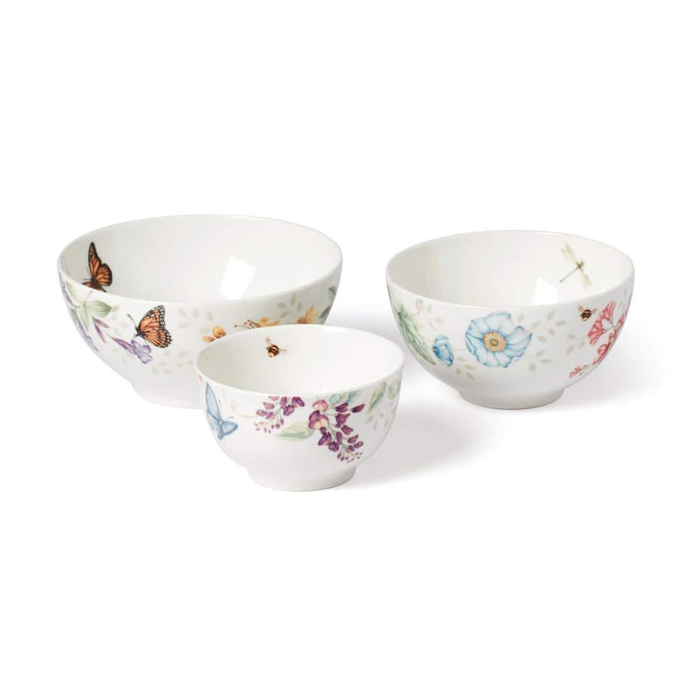 Lenox Butterfly Meadow 16 fl. Oz. Multi-Colored Porcelain Bowl (Set Of 3)