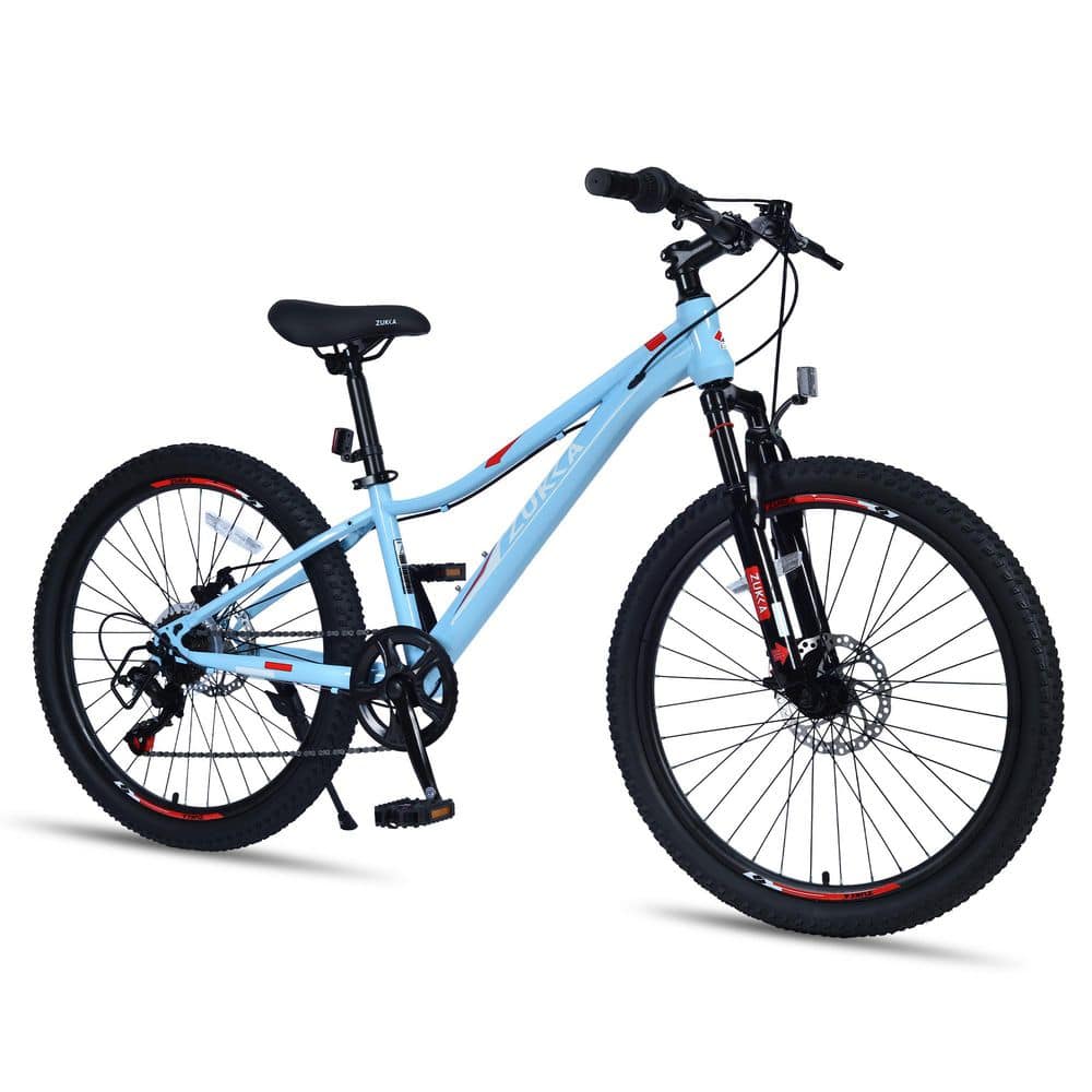 Sudzendf 24 in. Blue 6-Speed Mountain Bike High Carbon Steel Frame
