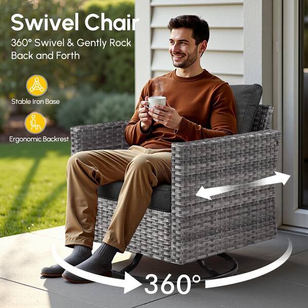 戸次です 椅子 HOOOWOOO Messi Gray 10-Piece Wicker Outdoor Patio
