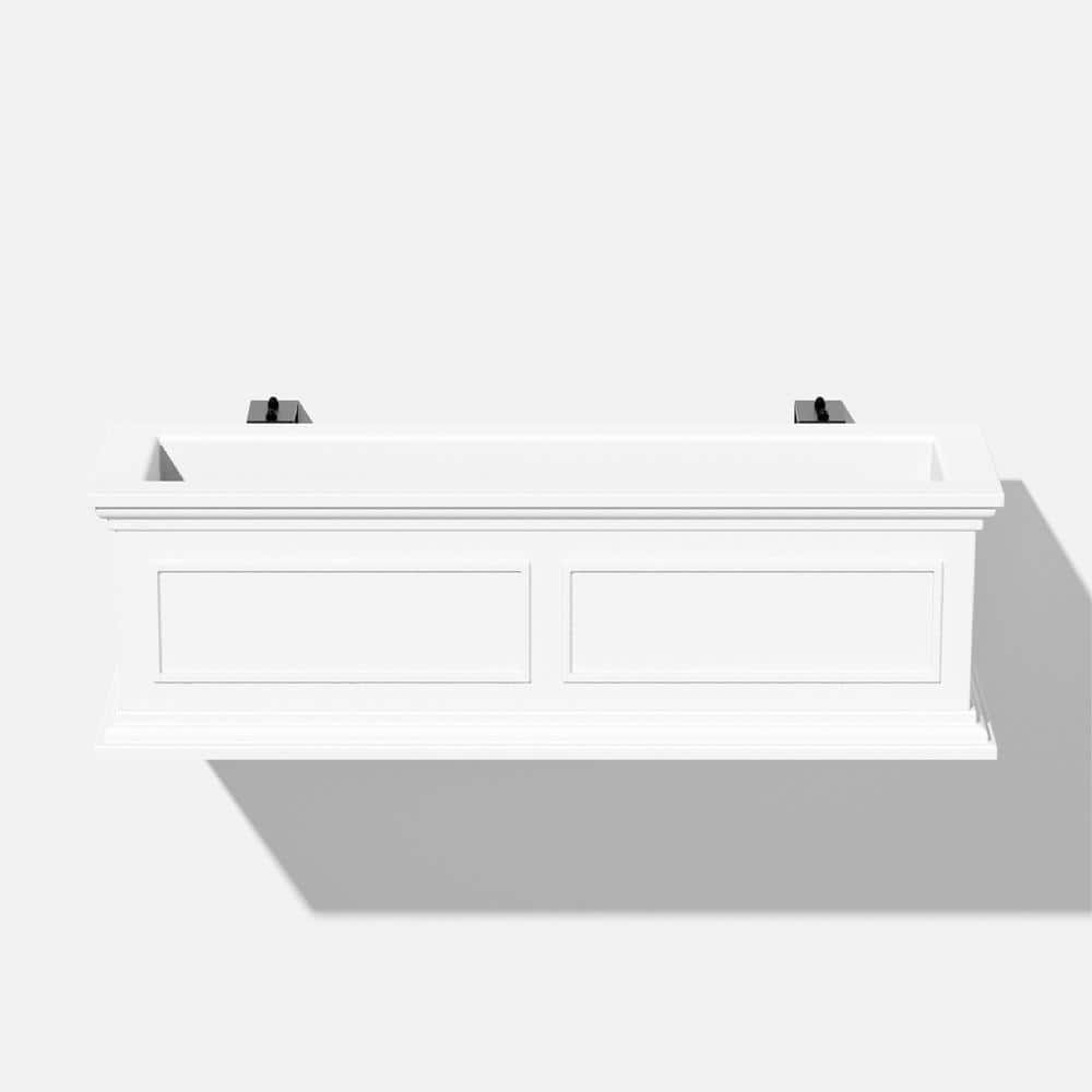 White 36" Recycled Plastic Railing Window Box Planter