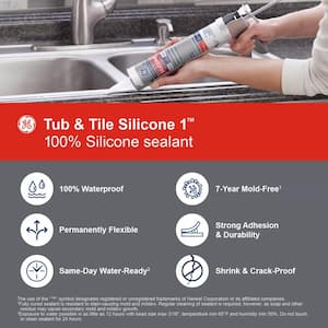 Tub and Tile Silicone 1 Caulk 10.1 oz Kitchen and Bath Sealant Clear