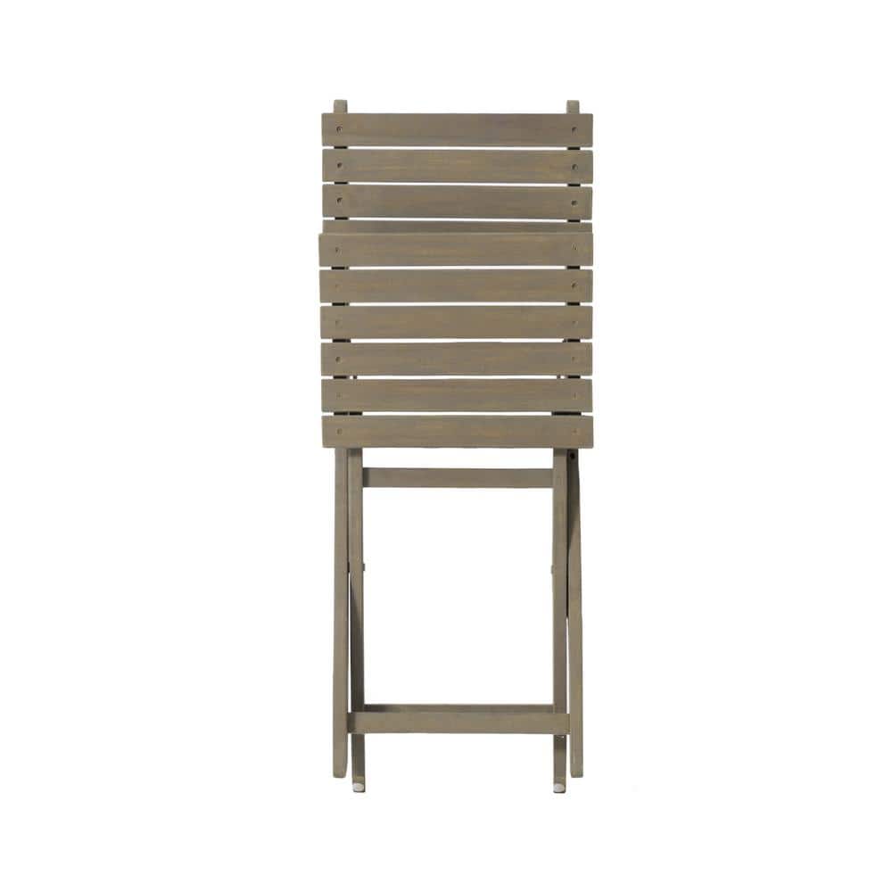 Gray Acacia Wood Outdoor Folding Dining Chairs, Set of 2