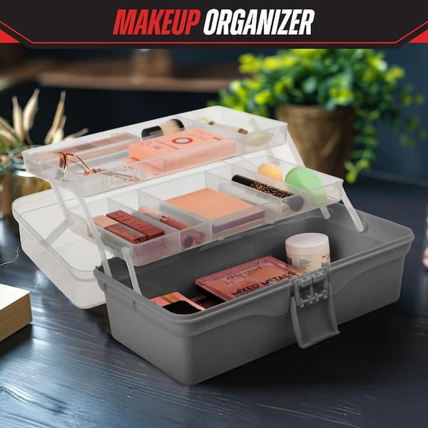 Stalwart 14 in. L x 7.87 in. W Plastic Tackle Box Organizer, Gray