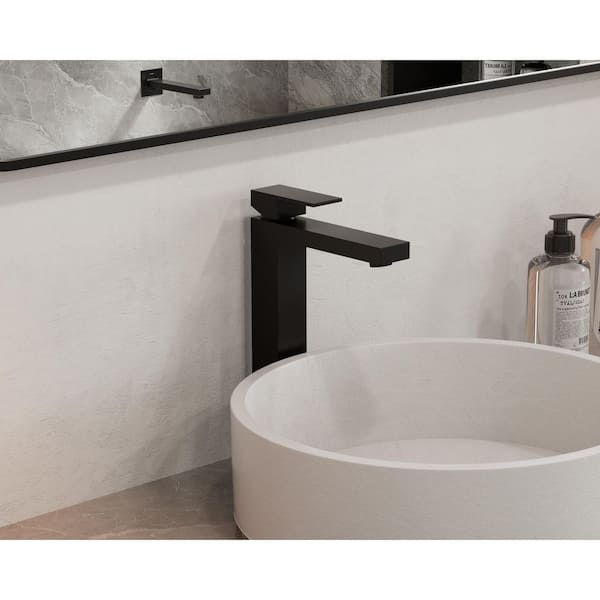 GOUGH Single-Hole Single-Handle Vessel Bathroom Faucet in Matte Black, 12 in. Tall Faucet