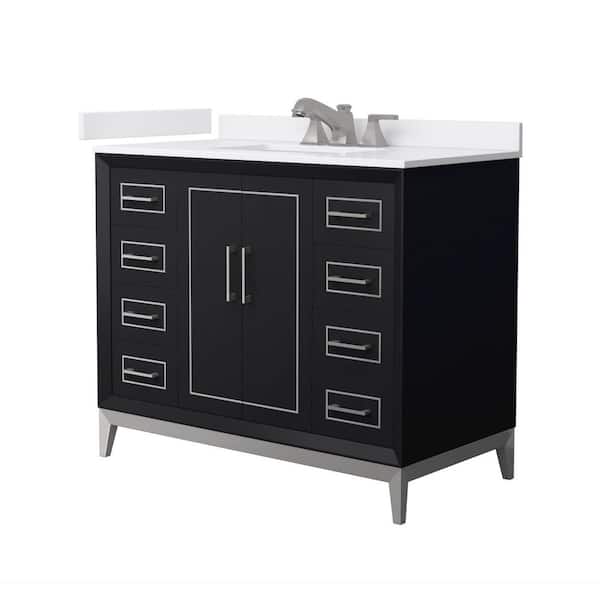 Marlena 42 in. Single Freestanding Black Bath Vanity with White Cultured Marble Top Assembled