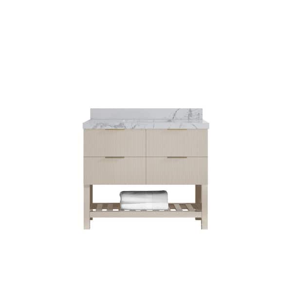 Willow Collections Catalina 42 in. Single Sink Freestanding Fine Grain Bath Vanity with Venatino Qt. Top Unassembled