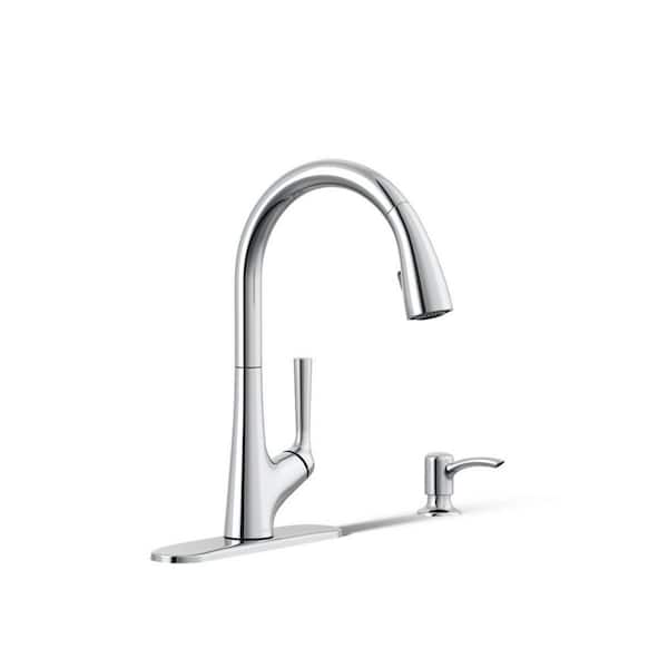 KOHLER Elmbrook Single-Handle Pull-Down Sprayer Kitchen Faucet in Polished Chrome
