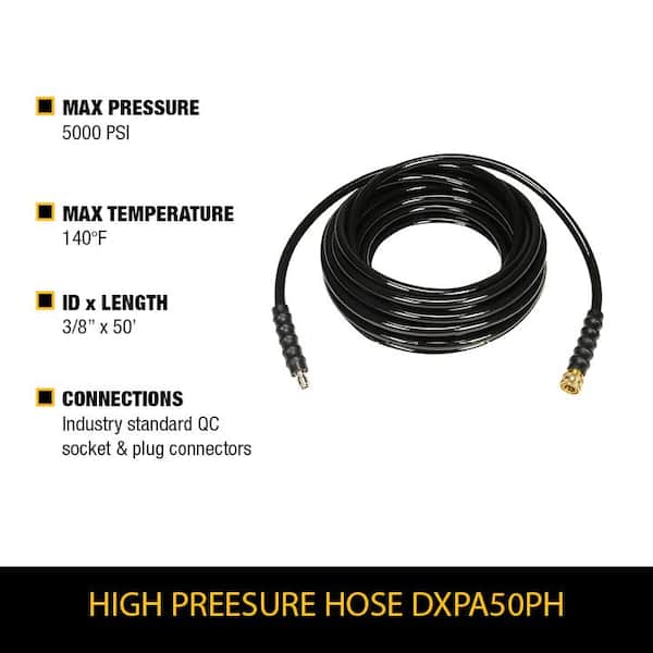 DEWALT 3/8 in. x 50 ft Replacement/Extension Hose for Cold Water 5000 PSI  Pressure Washers DXPA50PH - The Home Depot
