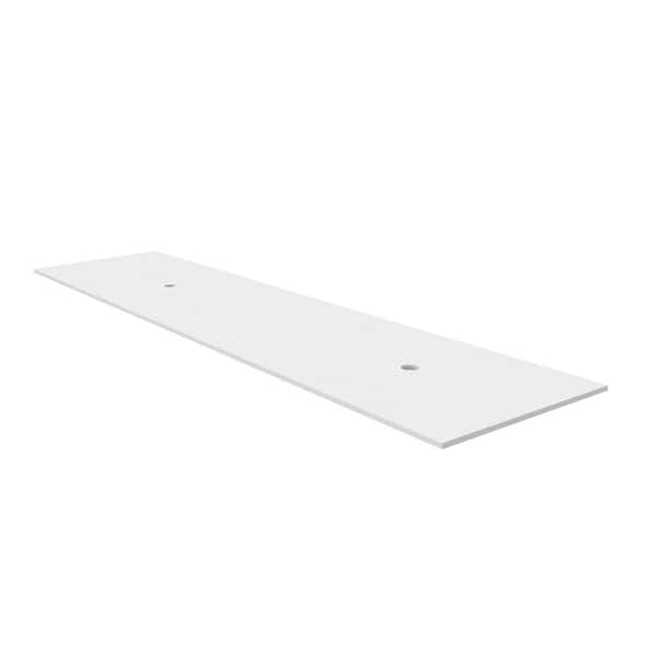 Solid Surface Rectangular Bathroom Countertop Shelf in White 72 in.