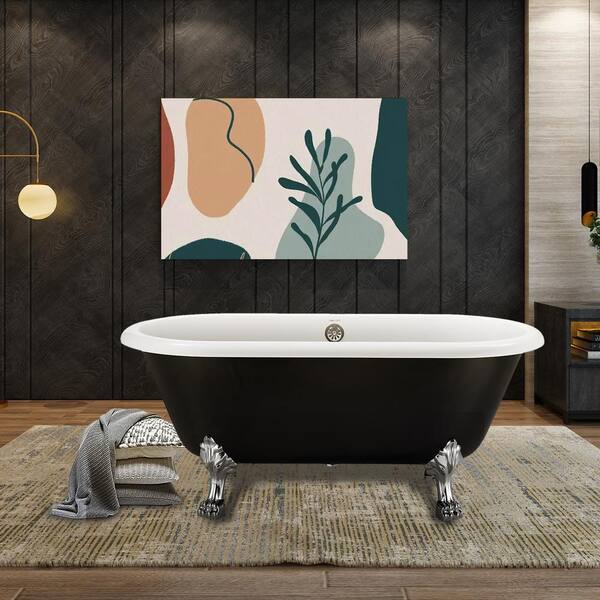 UPIKER Luxurious 59 in. Acrylic Clawfoot Bathtub Non-Whirlpool Soaking SPA Bathtub in Black
