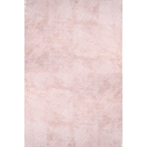 Amy Machine Washable Blush 2 ft. x 8 ft. Solid Runner Rug
