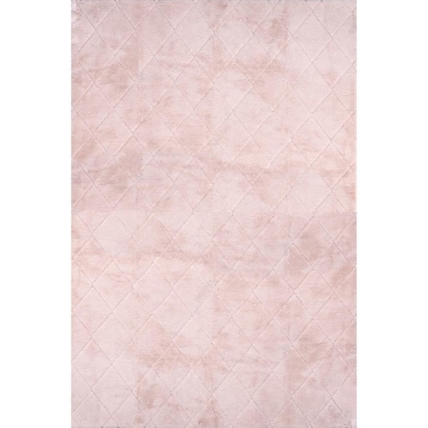 nuLOOM Amy Machine Washable Blush 2 ft. x 8 ft. Solid Runner Rug