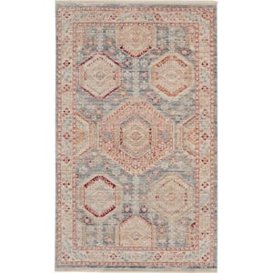 Enchanting Home Light Blue Multicolor 3 ft. x 5 ft. Persian Medallion Traditional Kitchen Area Rug