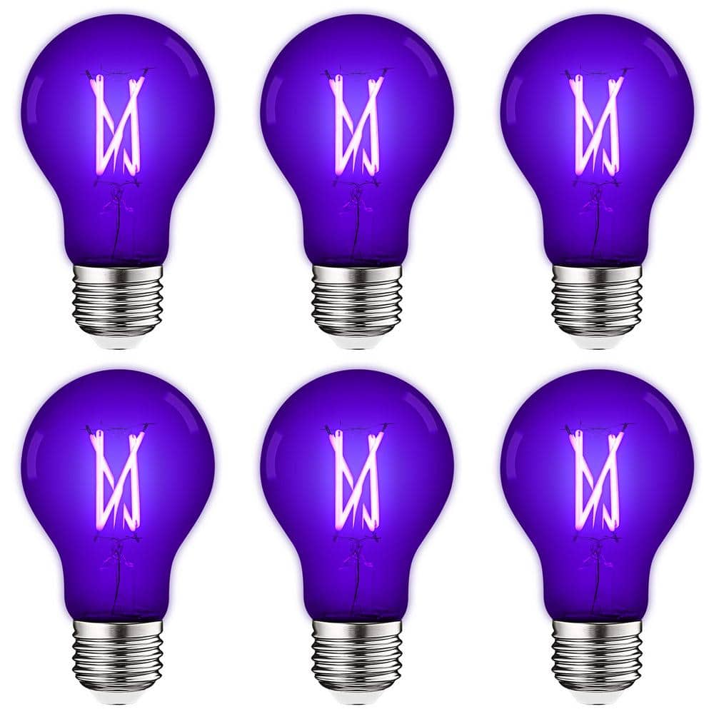 LUXRITE A19 Edison UV Black LED Light Bulb, 6W Filament Blacklight Bulb